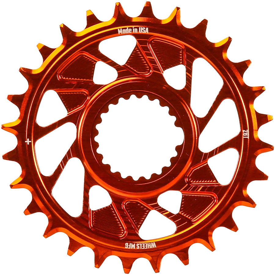 Wheels Manufacturing Direct Mount Chainring - 28t Shimano Direct Mount 1.5mm Outboard Offset HG+ Chain Compatible Orange