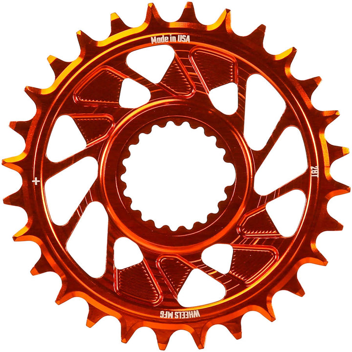 Wheels Manufacturing Direct Mount Chainring - 28t Shimano Direct Mount 1.5mm Outboard Offset HG+ Chain Compatible Orange
