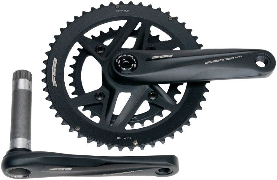 Full Speed Ahead Gossamer Pro 2x Crankset - 160mm 50/34t For Shimano 12-Speed HG+ DM/90 BCD MegaExo Spindle BLK
