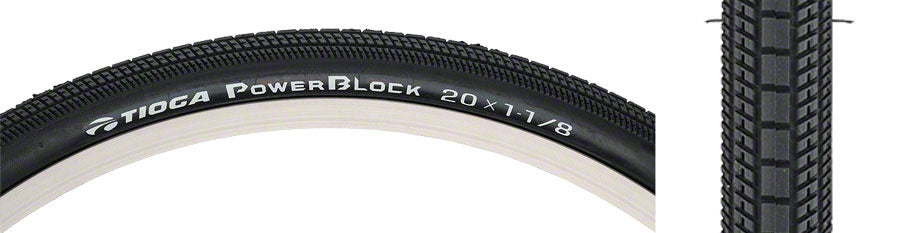 Tioga PowerBlock Tire - 20 x 1-1/8 Clincher Wire Black 60tpi