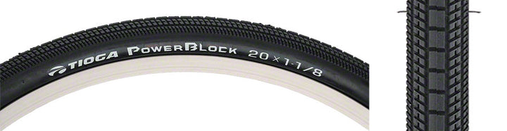 Tioga PowerBlock Tire - 20 x 1-1/8 Clincher Wire Black 60tpi