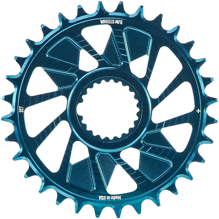 Wheels Manufacturing Direct Mount Chainring - 32t Shimano Direct Mount 1.5mm Outboard Offset HG+ Chain Compatible Teal