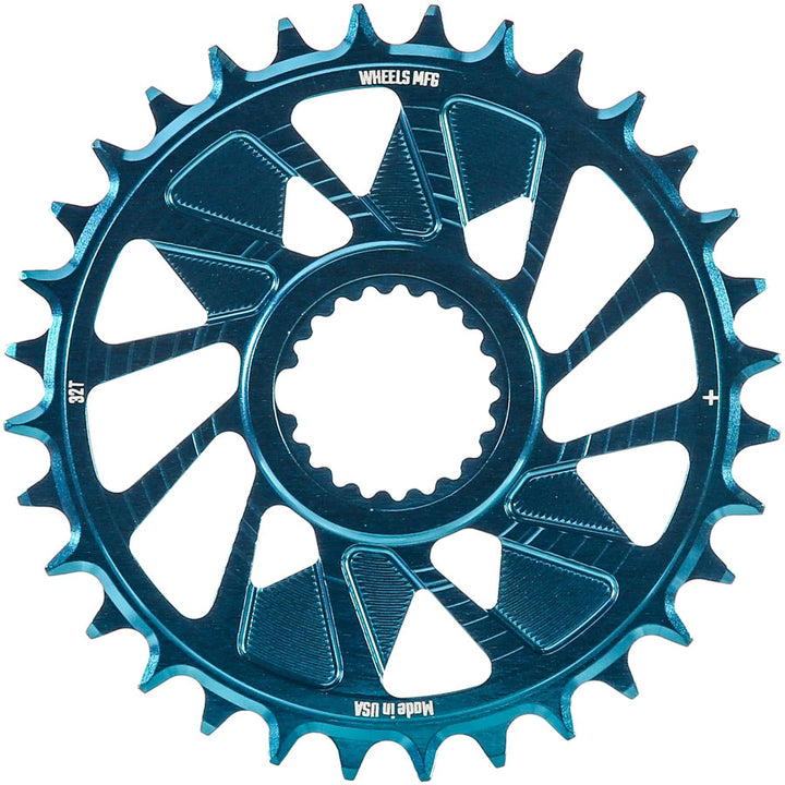Wheels Manufacturing Direct Mount Chainring - 32t Shimano Direct Mount 1.5mm Outboard Offset HG+ Chain Compatible Teal