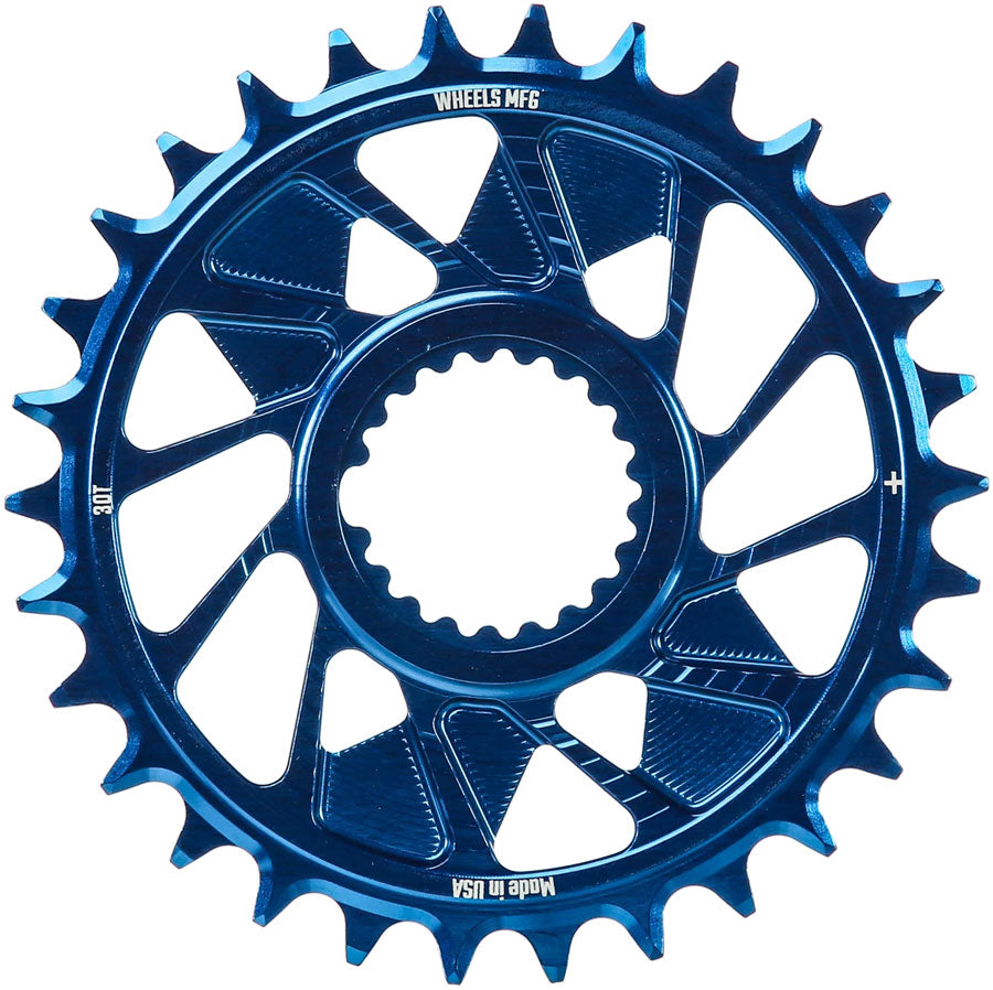 Wheels Manufacturing Direct Mount Chainring - 30t Shimano Direct Mount 1.5mm Outboard Offset HG+ Chain Compatible Blue