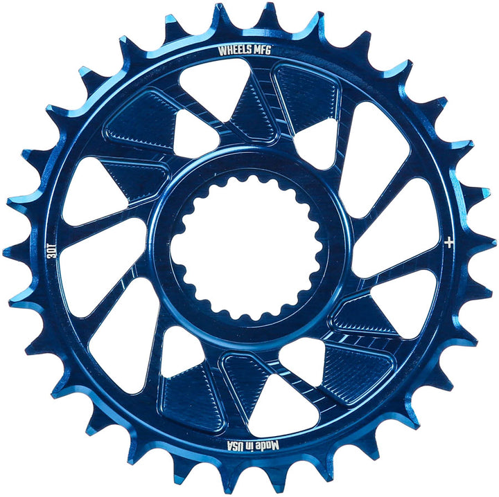 Wheels Manufacturing Direct Mount Chainring - 30t Shimano Direct Mount 1.5mm Outboard Offset HG+ Chain Compatible Blue