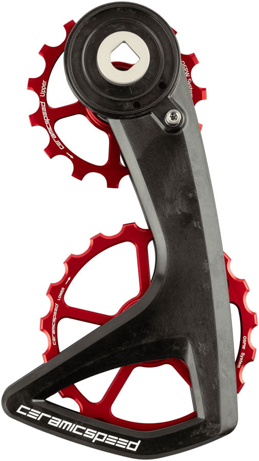 CeramicSpeed OSPW RS Pulley Wheel System SRAM Red D1/E1 Force D1 AXS - Aluminum Pulley 5 Spoke Carbon Cage Red v2