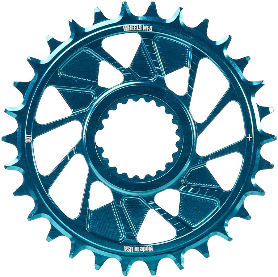 Wheels Manufacturing Direct Mount Chainring - 30t Shimano Direct Mount 1.5mm Outboard Offset HG+ Chain Compatible Teal