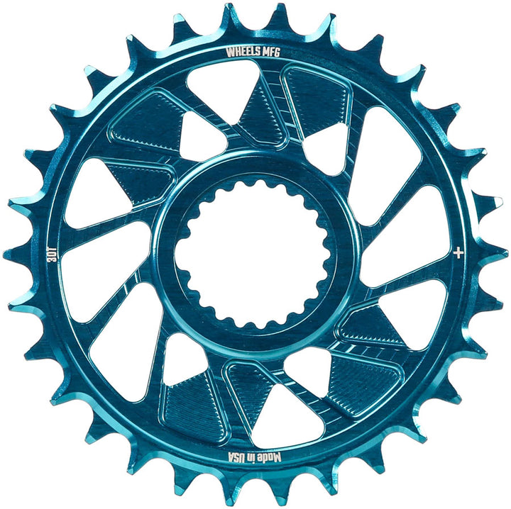 Wheels Manufacturing Direct Mount Chainring - 30t Shimano Direct Mount 1.5mm Outboard Offset HG+ Chain Compatible Teal