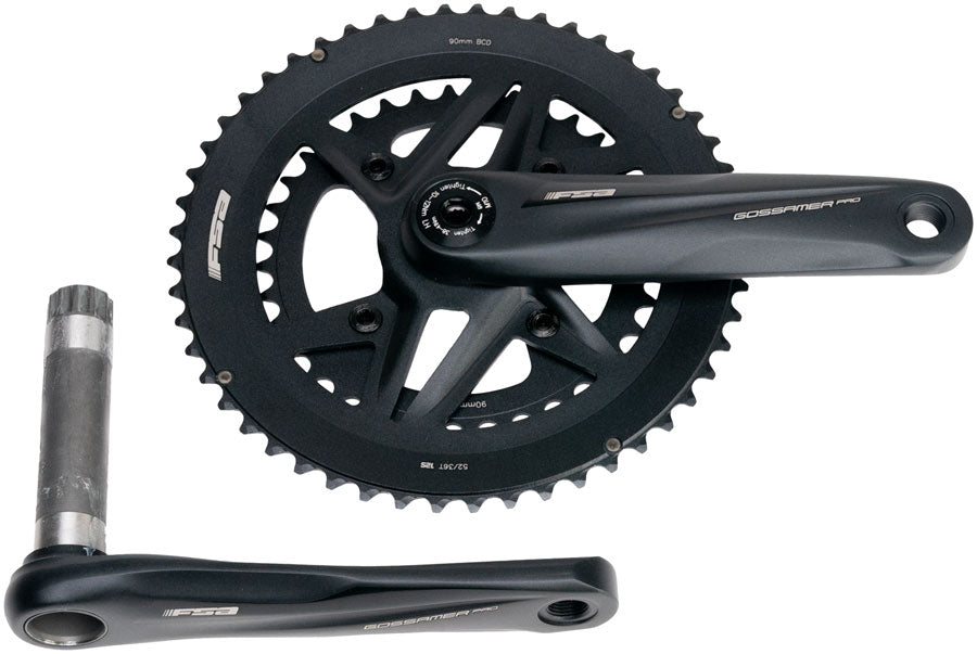 Full Speed Ahead Gossamer Pro 2x Crankset - 165mm 52/36t For Shimano 12-Speed HG+ DM/90 BCD MegaExo Spindle BLK