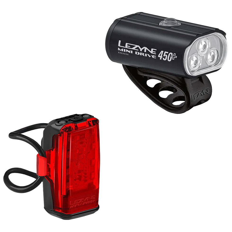 Lezyne Mini Drive 450+ and KTV Drive Pro+ Light Pair Black