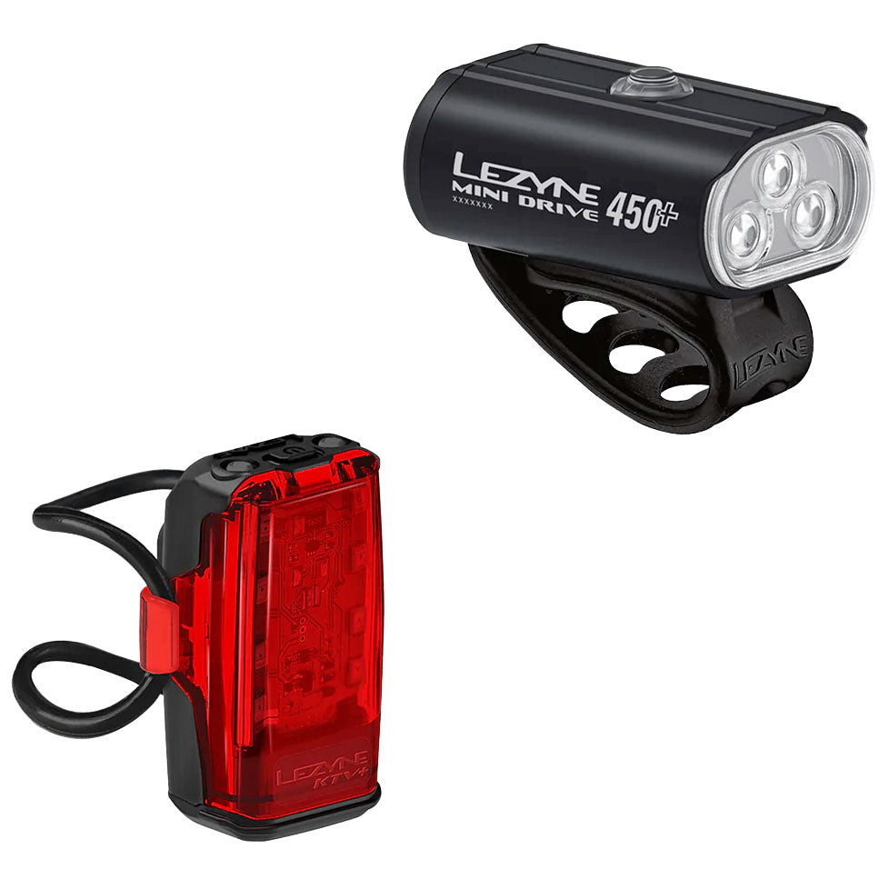 Lezyne Mini Drive 450+ and KTV+ Drive Light Pair Black