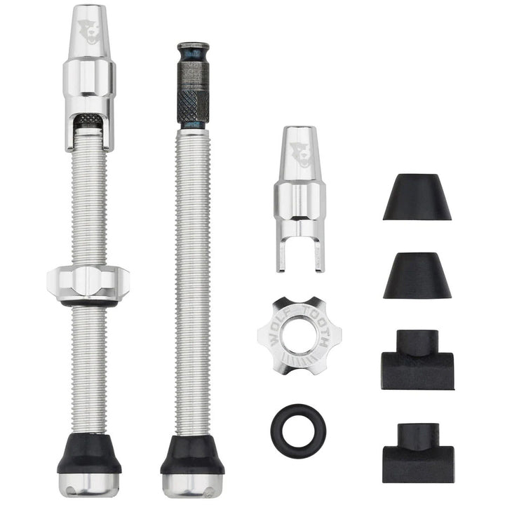 Wolf Tooth Components Tubeless Valve Stem Kit Clik Valve 60mm Raw Silver