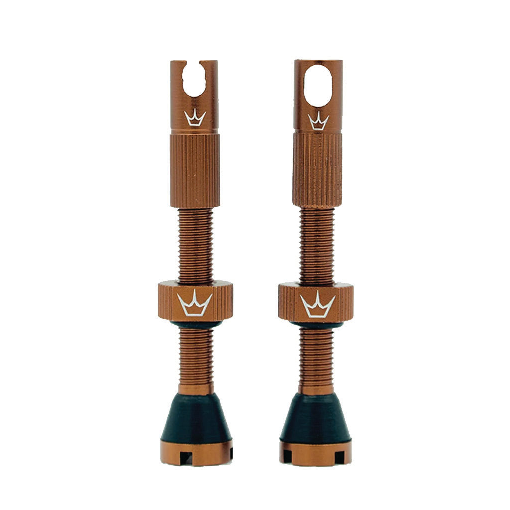 Peaty's Alloy Presta Valve Stem 42mm Pair Bourbon