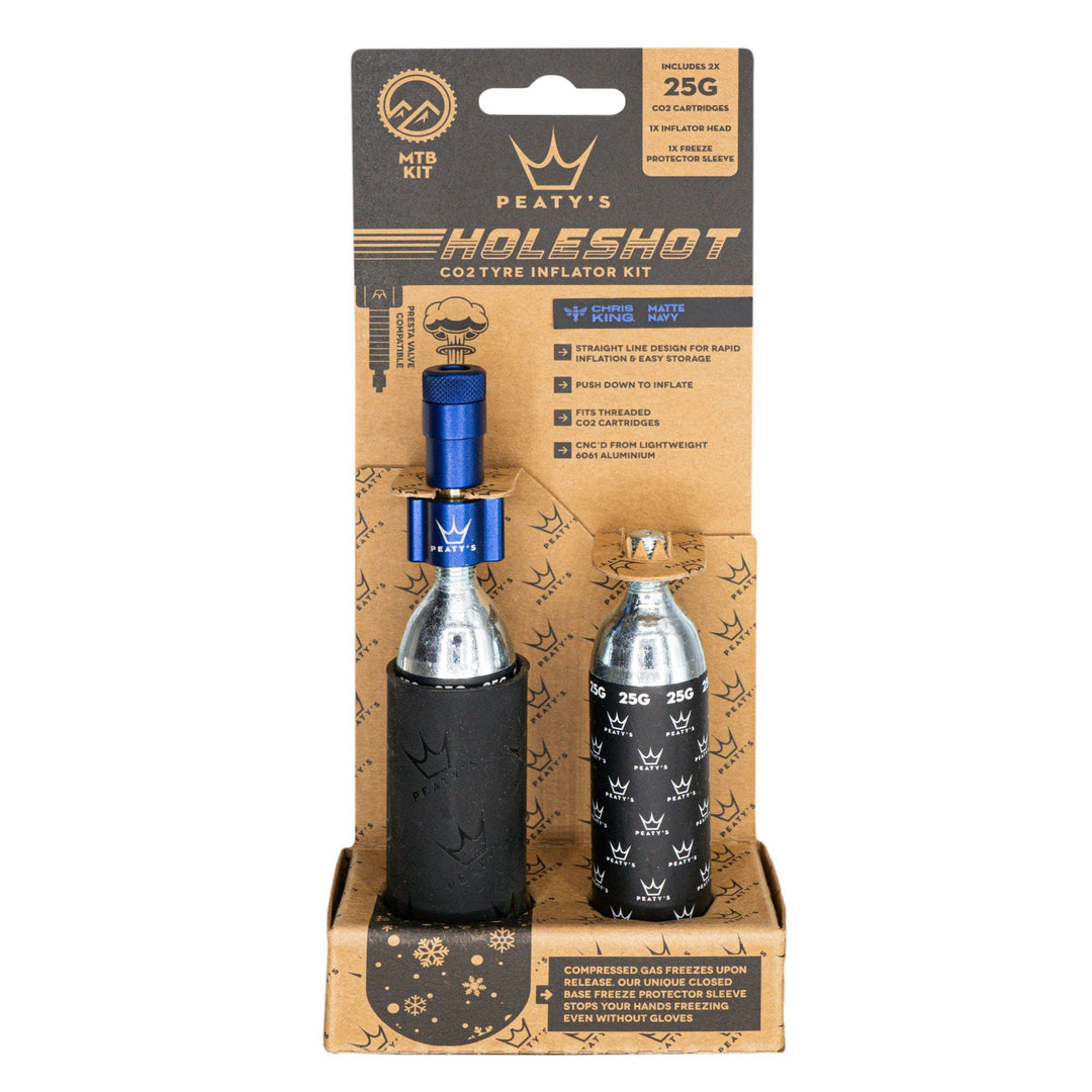Peaty's Holeshot CO2 MTN Tire Inflator Kit w/Cart Navy 